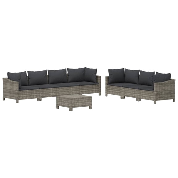 vidaXL 5 Piece Patio Lounge Set with Cushions Gray Poly Rattan