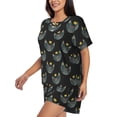 thumbnail image 3 of Womens Pajama Sets With Pocket, Faces Of The Cat Lounge Sets Short Sleeve Sleepwear PJ Sets for Women, 3 of 6