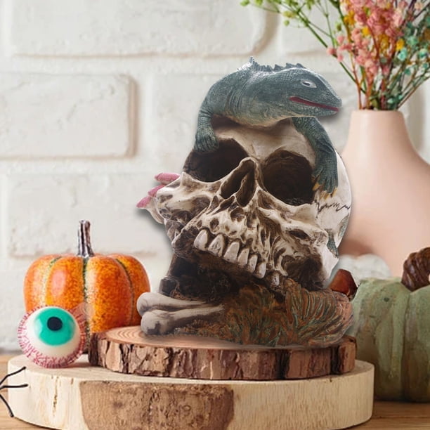 Fiudx Ofertas relámpago Calavera de resina Calaveras Artesanías de resina Decoraciones de calaveras de terror Adornos personalizados para bar Regalos de Halloween Decoraciones de Halloween