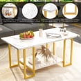thumbnail image 6 of furlinkhm Marble Coffee Table Set of 3 with 3-Tier End Table & Console Tables, 3 Piece Living Room Table Set with Metal Frame,Accent Table Side Table for Home,Office,Gold+White, 6 of 8