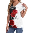 thumbnail image 2 of T Shirts For Women Womens Tops Summer Daily Casual V Neck Shirts Short Sleeve Tops Blouses Loose Fit Shirt, 2 of 4