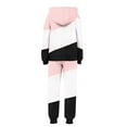 thumbnail image 4 of Girls Boys 2 Piece Sweatsuits Sets Hoodie Sweatshirt and Jogger Sweatpants Tracksuit Unisex Kids Sweat Set (14-15 Years, Pink|Colorblock), 4 of 6
