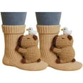thumbnail image 4 of zaveiop 3D Knit Animal Socks for Women, Funny Hug Striking Animal Socks for, Hand Crocheted Soft Breathable Cotton (1 pair) (Beige, One Size), 4 of 4