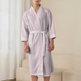 thumbnail image 3 of 2 Pack Waffleknit Robes for Men with Pockets and Belt Long Sleeve Pajamas Bathrobes Mens Casual Solid Open Front Loose Below-Knee-Length Loungewear Bath Robe, 3 of 8