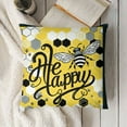 thumbnail image 3 of Bee Happy Hello Sunshine Throw Pillow Covers,  Honeycomb Sunshine Summer Cushion Case for Sofa Couch, 3 of 5