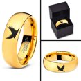 thumbnail image 4 of Tungsten Bird Flying Spreading Wings Aves Band Ring 7mm Men Women Comfort Fit 18k Yellow Gold Dome Polished, 4 of 4