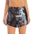 thumbnail image 2 of Xecao Cat Astronaut In Space for Double-layer Running Short for Women, Perfect for Gym, Tennis, and More, Featuring a Convenient Pocket-, 2 of 7
