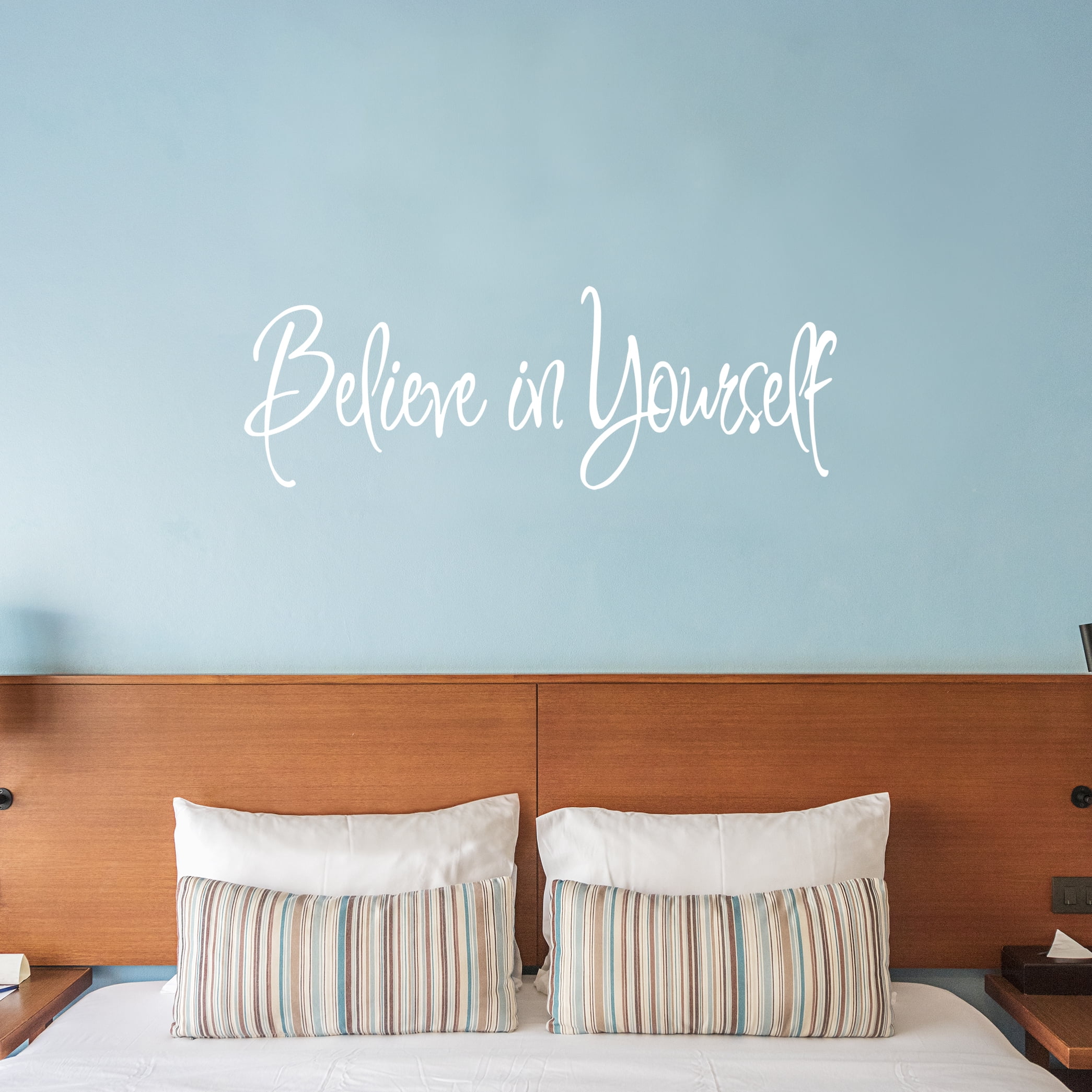 VWAQ Believe in Yourself Inspirational Vinyl Wall Decal Quote Saying Stickers (8'H X 22'W White)