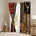 thumbnail image 3 of jejeloiu Wild Deer Blackout Curtains Set of 2 (52x84 Each),Rustic Farmhouse Window Curtains,Patchwork Geometric Grid Curtains and Drapes For Boys Kids,Ultra Soft Home Decor, 3 of 6