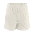 thumbnail image 4 of MIXUE Shorts For Women Summer Solid Color Elastic Waist Fashion Linen Loose Pockets Casual Plus Size Womens Shorts Activewear,Beige,L, 4 of 5