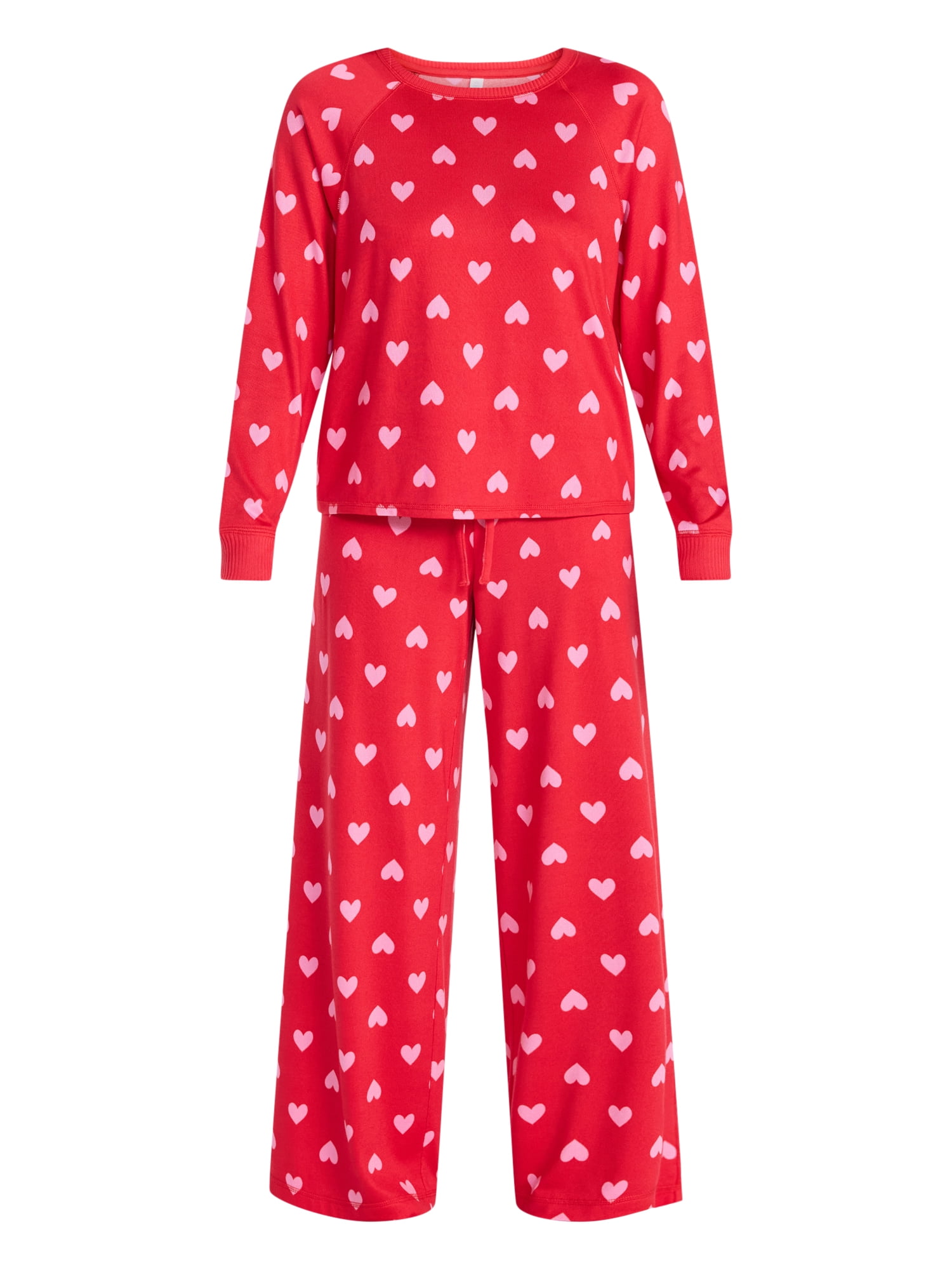 Joyspun Women's Cozy Lounge Collection Hacci Long Sleeve Top and Pants Pajama Set, 2-Piece, Sizes XS-3X