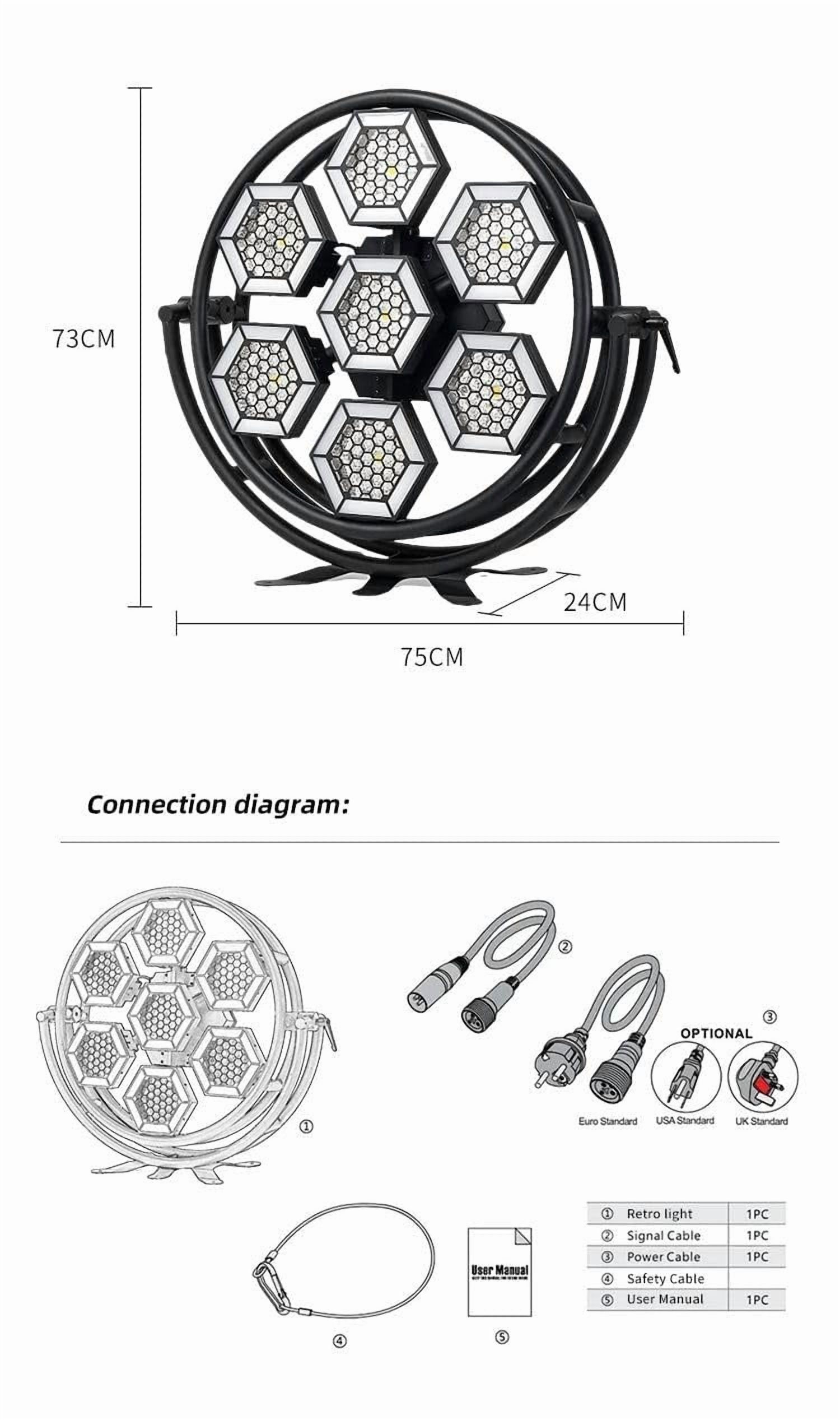 Hexagon Stage Wash Effect Light Circle Shape with 7 Count LED Full Color retro for Club