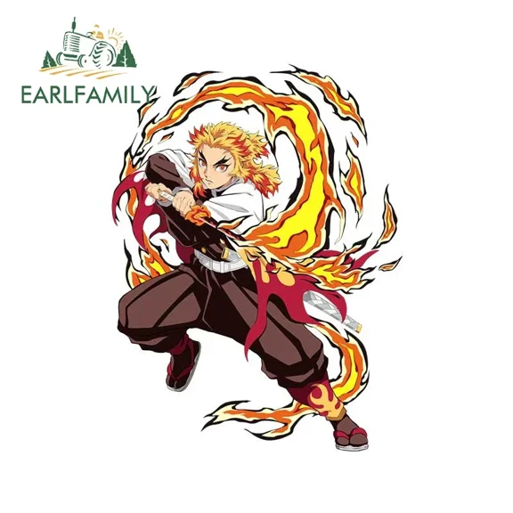 EARLFAMILY 5.1" Cool Anime Car Sticker For Sunscreen Kyoujurou Vinyl Car Wrap Laptop Refrigerator Motorcycle Decals