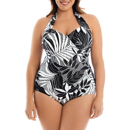 Plus-Size Slimming Side-Ruched One-Piece Swimsuit