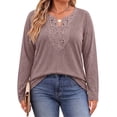 thumbnail image 3 of Fantaslook Lace Plus Size Tops for Women Long Sleeve V Neck Blouses Fall Tunic Shirts L-5XL, 3 of 9
