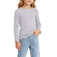 thumbnail image 5 of BLVB Toddler Baby Girls Long Sleeve Ribbed Shirts Stretchy Lettuce Trim Blouses Crew Neck Basic Base Layer Tees Undershirts(Gray,16-18 Months), 5 of 5