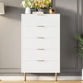 thumbnail image 3 of EastVita 5 Drawer Dresser - White Dresser for Bedroom - 47.9inch Tall Dressers Chest of Drawers - Wood Tall Dressers with Metal Handle for Closet/Living Room/Entryway - White, 3 of 8