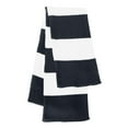 thumbnail image 3 of Knit Winter Rugby Striped Scarf for Men & Women - Stay Warm & Stylish (Navy/ White) -1 Pack, 3 of 7