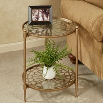 Luciano Round 2 Tier Accent Table Satin Gold