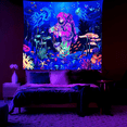 thumbnail image 6 of Tapestry for Bedroom Men Astronaut Tapestry Aesthetics Cool Room Decor Wall Tapestry UV Reactive Mushroom Jellyfish Tapestries Cool Black Light Posters Wall Hanging (51''x60''), 6 of 6
