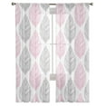 thumbnail image 3 of Pink Grey Leaves Sheer Curtains 72 Inches Long 2 Panels Set, Window Sheer Curtains for Living Room/Bedroom, Summer Tropical Plant Aesthetics Light Filtering Rod Pocket Curtain 52'' x 72'' x 2, 3 of 7