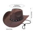 thumbnail image 3 of Sombrero de copa tipo tibetano de ala grande de ala ancha con cinturón y correa ajustable para la barbilla para festivales de viajes al aire libre tanto para hombres como mujeres, 3 of 6