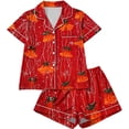 thumbnail image 7 of Enjoytime Christmas Womens Pajama Set Print Notch Collar Short Sleeve Shirts Shorts 2 Piece Loungewear Sets Casual Button Down Sleepwear, 7 of 7