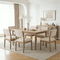 thumbnail image 6 of Guyou Solid Wood Dining Chair Set of 2, Mid Century Modern Upholstered Kitchen Chairs with Open-Back, Farmhouse Linen Dining Side Chairs For Kitchen Dining Room Living Room, Beige, 6 of 11