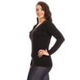 thumbnail image 3 of Lady's scoop Seamless Long Sleeve Top - Black, Plus Size, 3 of 5