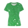 thumbnail image 4 of Frostluinai Glitter Shirts for Women Short Sleeve Sparkly Print Tops Round Neck Lounge T Shirts Loose Fit Spring Tees Plus Size Soft Blouses, 4 of 4