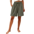 thumbnail image 2 of QSXADF Women Pajama Shorts Sleep Bottoms Solid Shorts Color Elastic Waist with Pockets Breathable For Women Home Sleepwear Ladies Loungewear, 2 of 6