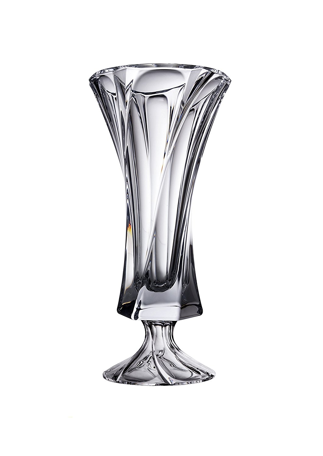 Bohemia Crystal Footed Vase "Mozart", 16"H Decorative Clear Wedding Gift Crystal Flower Vase on