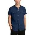 thumbnail image 3 of CAIXIA Boys Short Sleeve Dress Shirt Kids Formal Uniform Solid Collared Button Down Shirt with Chest Pocket, 3 of 7