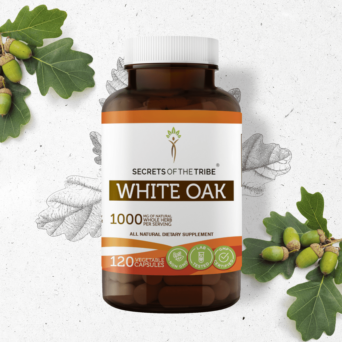 Secrets of the Tribe White Oak 120 Capsules, 500 mg, Organic White Oak