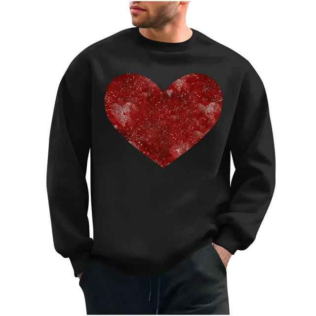 Tqyyweavej Chandails à Capuchon pour Hommes Chandails à Capuchon de Base à Manches Longues à Col Rond Imprimés de la Saint-Valentin pour Hommes, Cadeaux de Noël pour Hommes