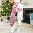 thumbnail image 2 of Rovga Women Pants Valentine's Day Love Heart Printed Bottom Sweatpants Pockets High Waist Sporty Gym Fit Jogger Trousers Leisure Bottoms, 2 of 4