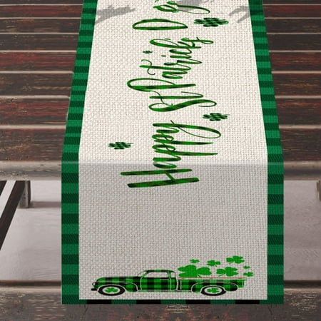 

St. Patricks s Day Table Flag Linen Reversible Printed Tablecloth Non Slip Heat Resistants Placemat