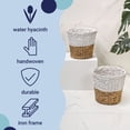 thumbnail image 2 of happimess Toby Contemporary Bohemian Two-Tone Handwoven Water Hyacinth 3.1-Gallon Tapered Round Wicker Waste Basket, White/Natural (Set of 2), 2 of 6