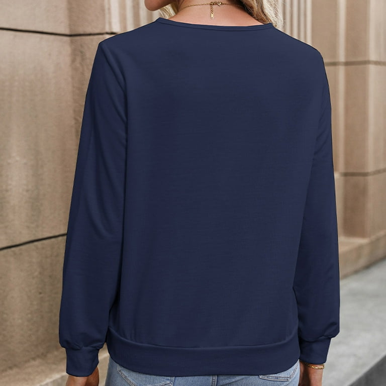 Aloohaidyvio Women's Long Sleeve Solid Color Pleated Tops V Aloohaidyvio Women's Long Sleeve Solid Color Pleated Tops V