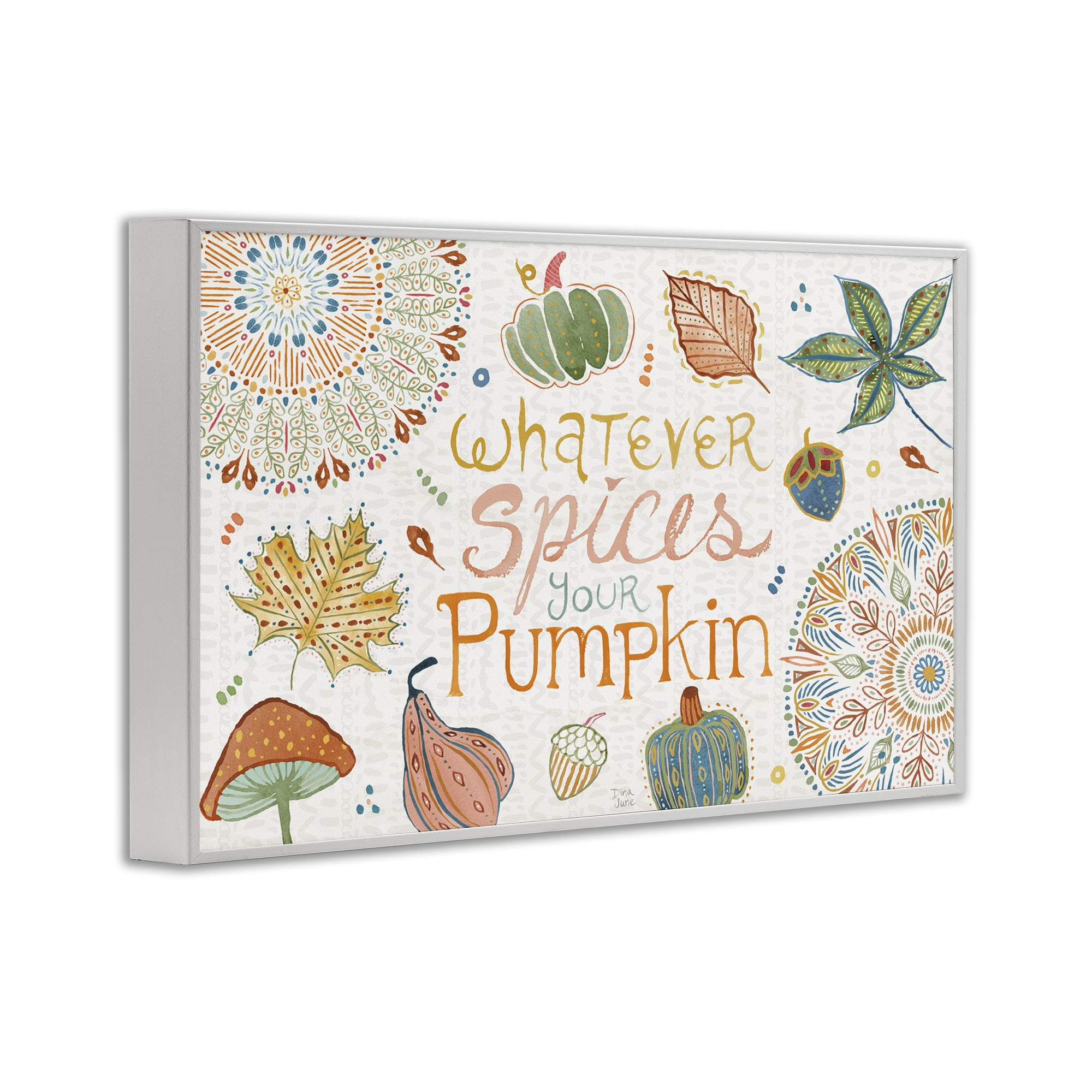Stupell Industries Whatever Spices Your Pumpkin Holiday Painting White Framed Art Prints Wall Art, 30 x 20