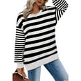 thumbnail image 2 of Ruyang Sweatshirts for Women Crewneck Long Sleeve Striped Tops Lightweight Fashion 2024 Women Clothes Pullover Tops, 2 of 8