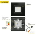 thumbnail image 4 of NUWATT 12 Pack, Black 6 Inch Square Retrofit Recessed Lighting, CCT 2700K/3000K/3500K/4000K/5000K Selectable, 1100 Lumen 14W, Dimmable, 6in Black Square LED Can Lights, 6" Square Light, ETL, Wet Rate, 4 of 8