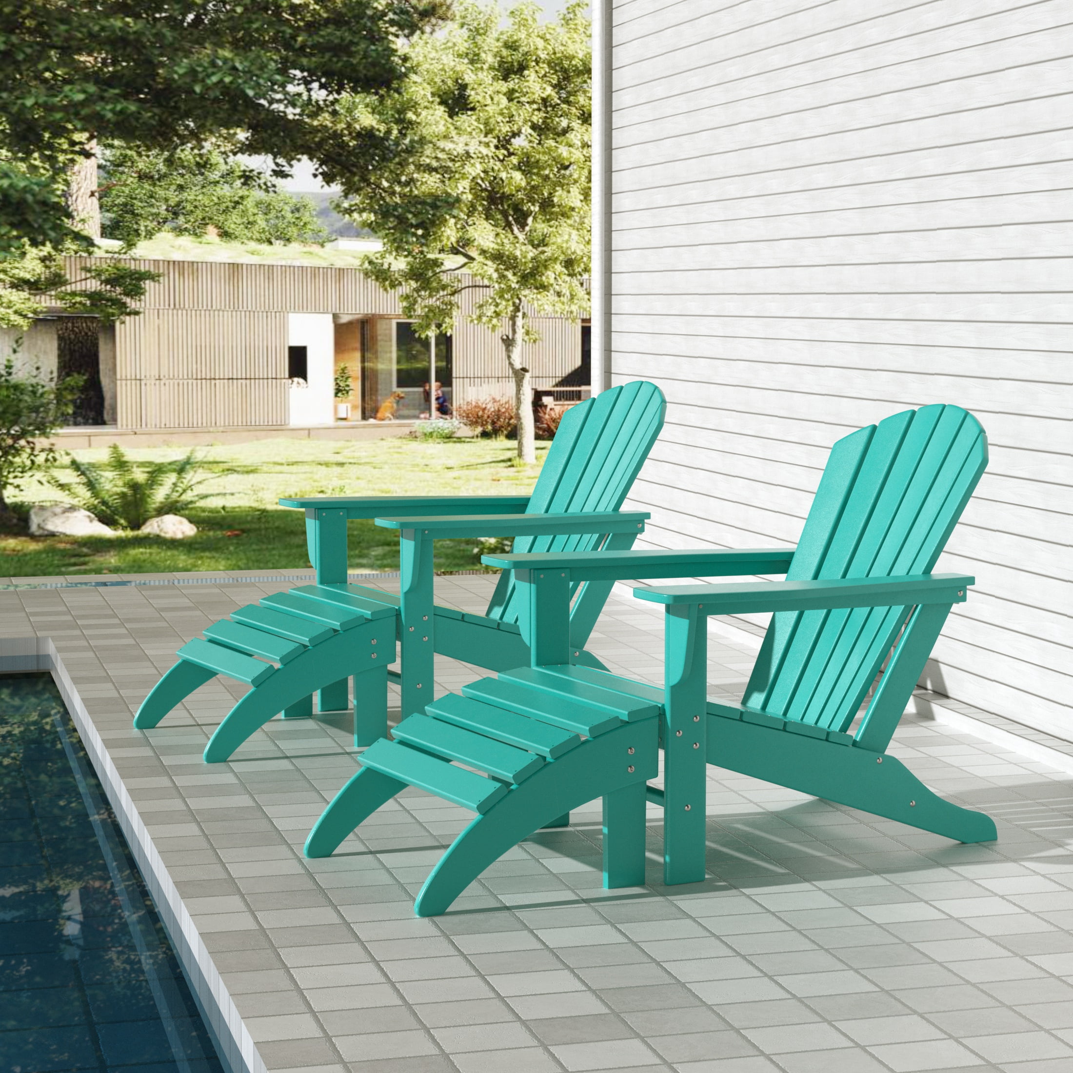 Westin Outdoor 4Piece Adirondack Patio Chairs with Ottoman Footrest