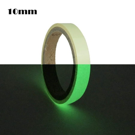 Photoluminescent Vinyl - 10ft Glow In Dark Decorative PET Tape Removable DIY Handmade Photoluminescent Luminous Decor Tapes Self-adhesive Multifunctional Sticky Tape Sticker for Stage Home Safety(Green 10mm)