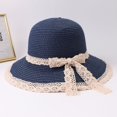 thumbnail image 4 of LinYooLi New Summer Lace Lace Bow Straw Hat For Women's Outdoor Sunshade And Sunscreen Tourism Beach Hat Fisherman Hat, 4 of 7