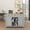 Gray Blue, variant on LFSLJJMY Contemporary Kitchen Island with Rubberwood Drop-Leaf Countertop, 5 Wheels, 2-Door Storage Cabinet, 3 Drawers, White