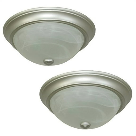 Project Source 13-in W Satin Nickel Ceiling Flush Mount Lights 2-Pack