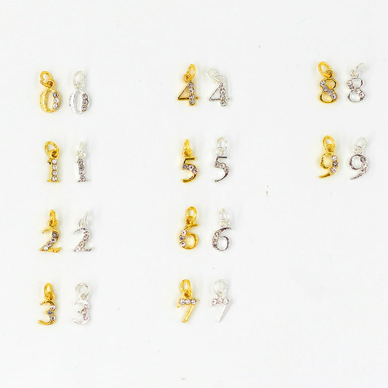 UDIYO 10Pcs Nail Pendant 0-9 Numbers Dangle Nail Charms Accessories 3D  Rhinestone Alloy Jewelry Nail Art Decoration for Nail Salon 