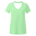 thumbnail image 3 of MIUOWANP Women's Short Sleeve T-Shirts Solid Color with Pocket Nursing Work Top Size M(6)Mint Green, 3 of 4