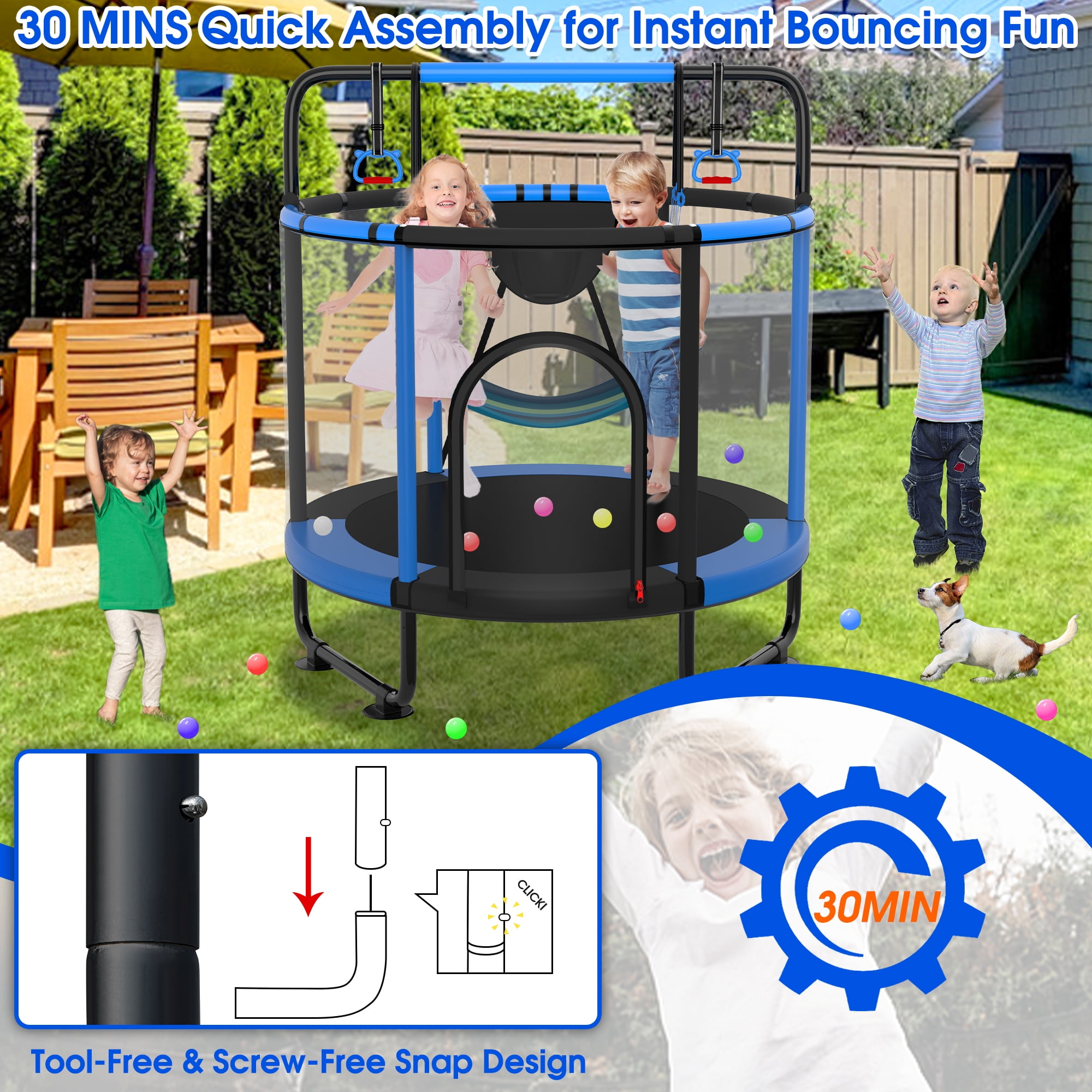 Cochan Trampoline for Kids 4.5FT 500LBS Toddler Trampoline with Enclosure Net and Handlebar, Mini Small Kids Trampoline for Age 1-6, Birthday Gift for Kids